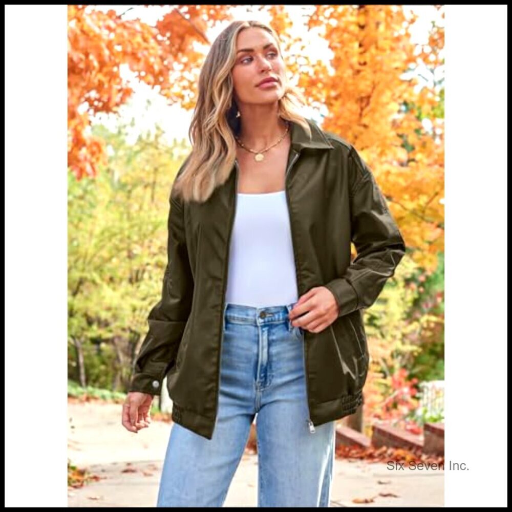 Oversized Faux Leather Motorcycle Jacket Zipper Closure Relaxed Fit - Picture 2 of 6